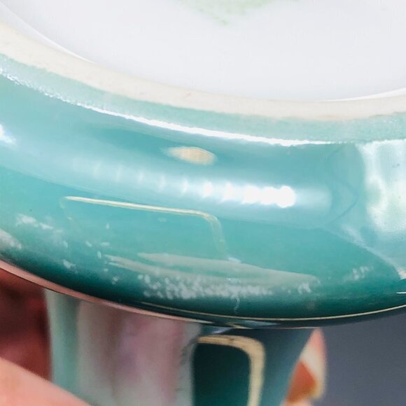 Art Deco Era Noritake Morimura Bud Vase Turquoise Peach Lustreware Butterflies - Picture 11 of 13